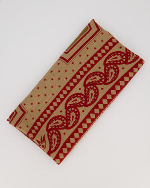 Hermès Noisette, Caramel, Rouge H "Les Roues de Phaeton" Bandana Cashmere and Silk Shawl 2024 Size 140cm x 140cm