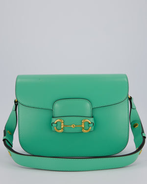 Gucci Horsebit 1955 Shoulder Bag in Mint Green Calfskin Leather with Gold Hardware