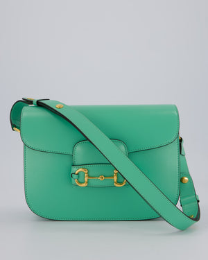 Gucci Horsebit 1955 Shoulder Bag in Mint Green Calfskin Leather with Gold Hardware