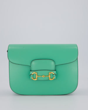 Gucci Horsebit 1955 Shoulder Bag in Mint Green Calfskin Leather with Gold Hardware