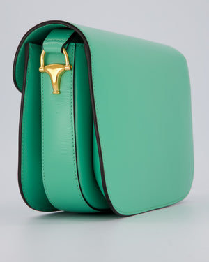 Gucci Horsebit 1955 Shoulder Bag in Mint Green Calfskin Leather with Gold Hardware