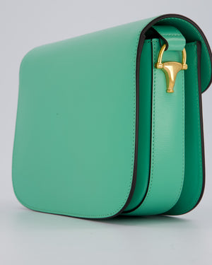 Gucci Horsebit 1955 Shoulder Bag in Mint Green Calfskin Leather with Gold Hardware