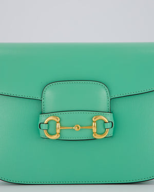 Gucci Horsebit 1955 Shoulder Bag in Mint Green Calfskin Leather with Gold Hardware