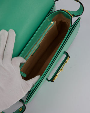 Gucci Horsebit 1955 Shoulder Bag in Mint Green Calfskin Leather with Gold Hardware