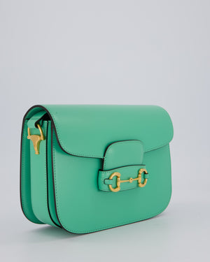 Gucci Horsebit 1955 Shoulder Bag in Mint Green Calfskin Leather with Gold Hardware