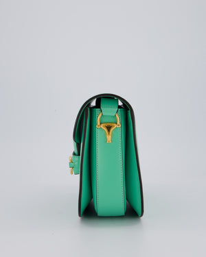 Gucci Horsebit 1955 Shoulder Bag in Mint Green Calfskin Leather with Gold Hardware