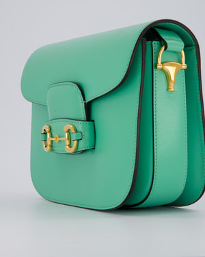 Gucci Horsebit 1955 Shoulder Bag in Mint Green Calfskin Leather with Gold Hardware