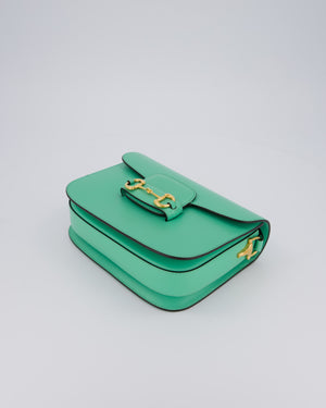 Gucci Horsebit 1955 Shoulder Bag in Mint Green Calfskin Leather with Gold Hardware
