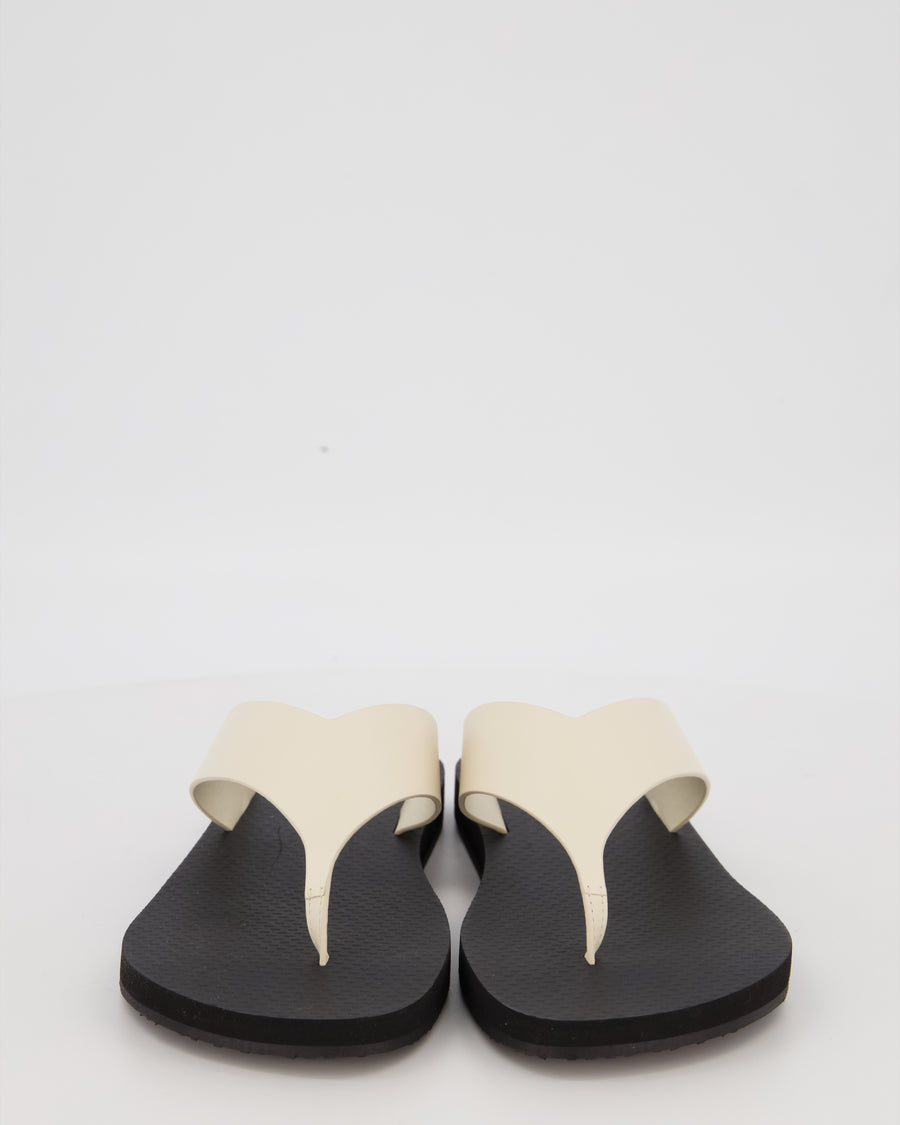 The Row Cream Dune Classic Leather Thong Sandals with Chunky Straps Size EU 39