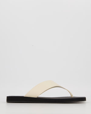 The Row Cream Dune Classic Leather Thong Sandals with Chunky Straps Size EU 39