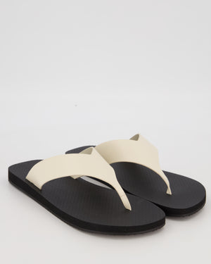 The Row Cream Dune Classic Leather Thong Sandals with Chunky Straps Size EU 39