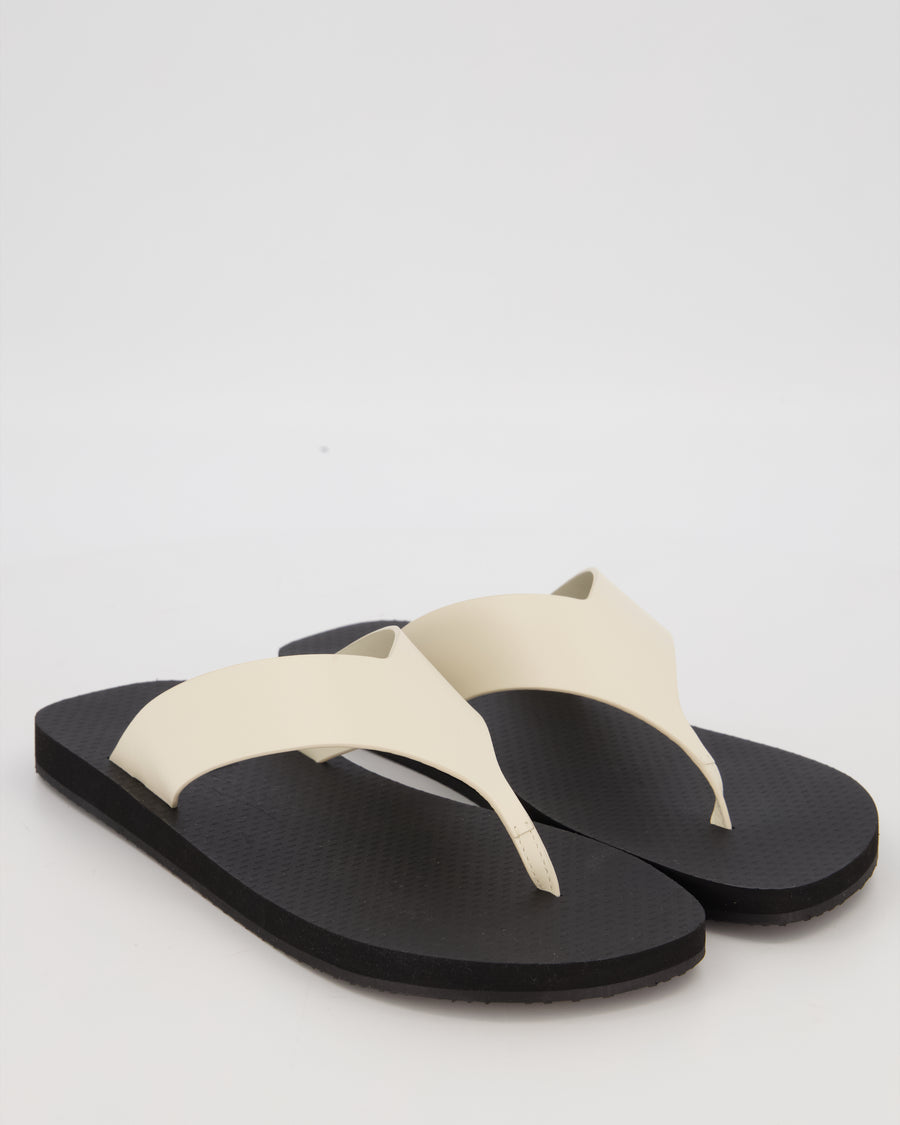 The Row Cream Dune Classic Leather Thong Sandals with Chunky Straps Size EU 39