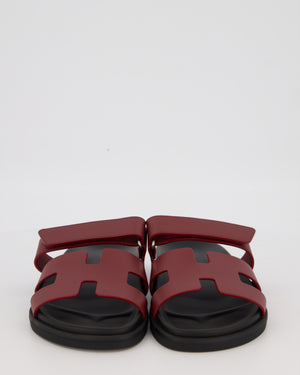 Hermes Chypre Sandals in Rouge Sellier Calfskin Size EU 39