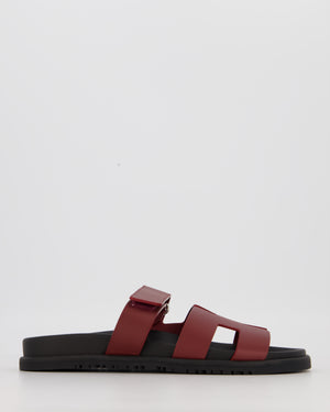 Hermes Chypre Sandals in Rouge Sellier Calfskin Size EU 39