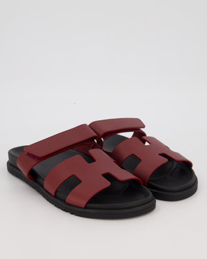 Hermes Chypre Sandals in Rouge Sellier Calfskin Size EU 39