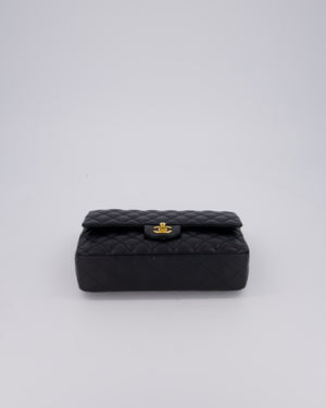 Chanel Black Classic Medium Double Flap Bag in Lambskin Leather with Gold Hardware