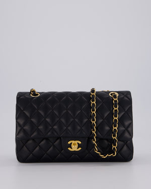 Chanel Black Classic Medium Double Flap Bag in Lambskin Leather with Gold Hardware
