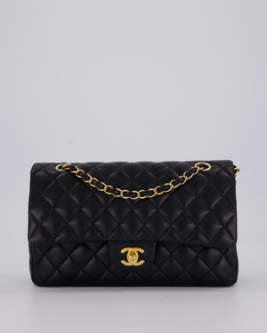 Chanel Black Classic Medium Double Flap Bag in Lambskin Leather with Gold Hardware
