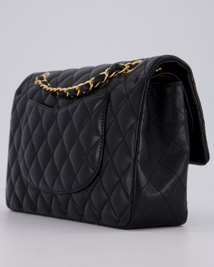 Chanel Black Classic Medium Double Flap Bag in Lambskin Leather with Gold Hardware