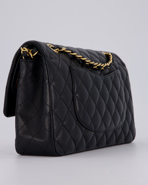 Chanel Black Classic Medium Double Flap Bag in Lambskin Leather with Gold Hardware