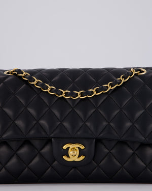 Chanel Black Classic Medium Double Flap Bag in Lambskin Leather with Gold Hardware