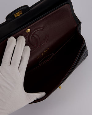 Chanel Black Classic Medium Double Flap Bag in Lambskin Leather with Gold Hardware