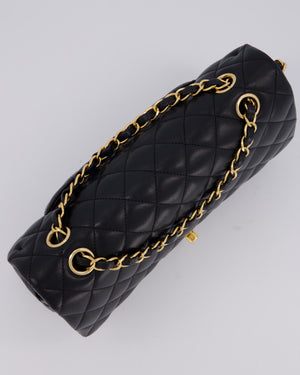 Chanel Black Classic Medium Double Flap Bag in Lambskin Leather with Gold Hardware