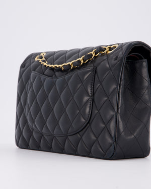 Chanel Black Classic Medium Double Flap Bag in Lambskin Leather with Gold Hardware