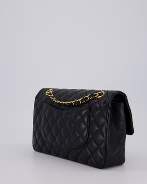 Chanel Black Classic Medium Double Flap Bag in Lambskin Leather with Gold Hardware