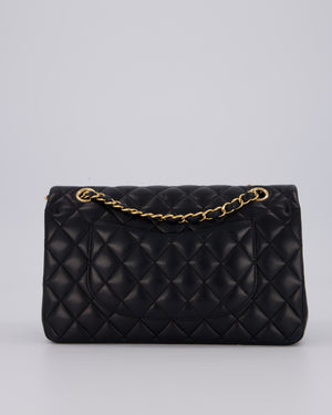 Chanel Black Classic Medium Double Flap Bag in Lambskin Leather with Gold Hardware