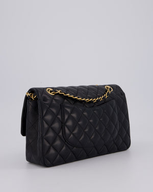 Chanel Black Classic Medium Double Flap Bag in Lambskin Leather with Gold Hardware