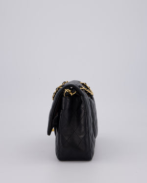Chanel Black Classic Medium Double Flap Bag in Lambskin Leather with Gold Hardware
