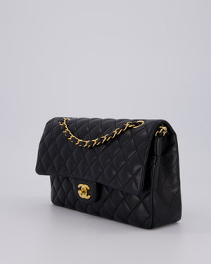 Chanel Black Classic Medium Double Flap Bag in Lambskin Leather with Gold Hardware