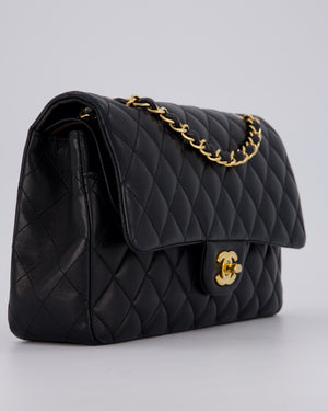 Chanel Black Classic Medium Double Flap Bag in Lambskin Leather with Gold Hardware