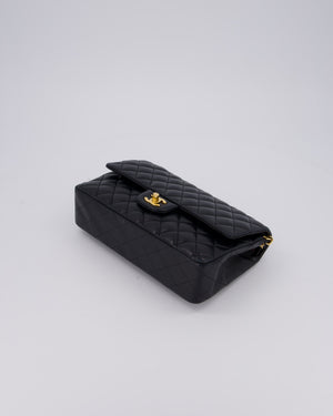 Chanel Black Classic Medium Double Flap Bag in Lambskin Leather with Gold Hardware