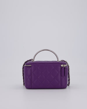 Chanel Purple Small Top Handle Vanity Case Bag  in Lambskin Leather With Enamel Purple and Silver Hardware