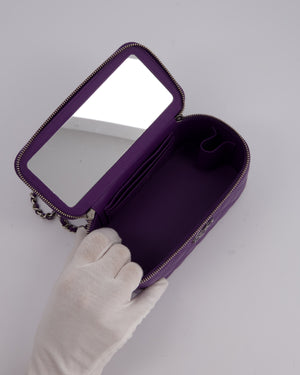 Chanel Purple Small Top Handle Vanity Case Bag  in Lambskin Leather With Enamel Purple and Silver Hardware