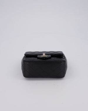 Chanel Black Mini Square Caviar Leather Silver Hardware