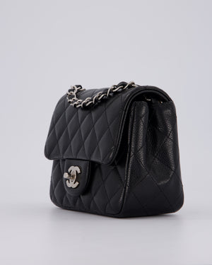 Chanel Black Mini Square Caviar Leather Silver Hardware