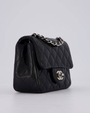 Chanel Black Mini Square Caviar Leather Silver Hardware