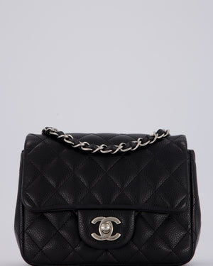 Chanel Black Mini Square Caviar Leather Silver Hardware