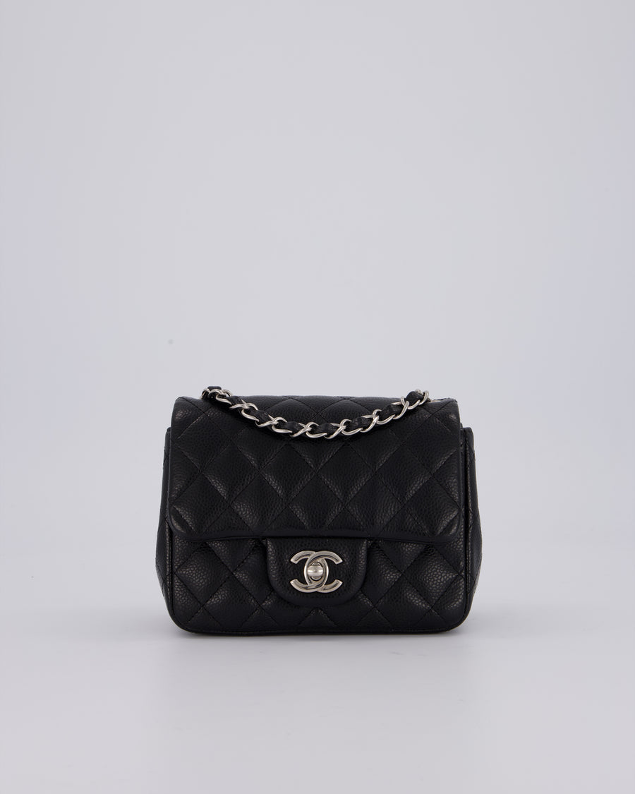Chanel Black Mini Square Caviar Leather Silver Hardware