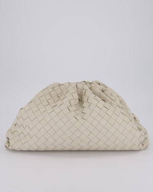 Bottega Veneta Cream Intrecciato Large Pouch Bag in Calfskin Leather