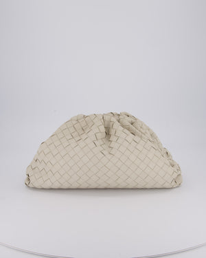 Bottega Veneta Cream Intrecciato Large Pouch Bag in Calfskin Leather