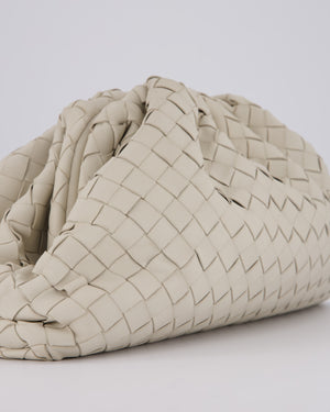 Bottega Veneta Cream Intrecciato Large Pouch Bag in Calfskin Leather