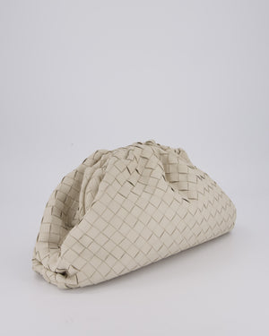 Bottega Veneta Cream Intrecciato Large Pouch Bag in Calfskin Leather