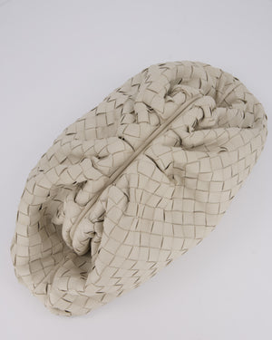 Bottega Veneta Cream Intrecciato Large Pouch Bag in Calfskin Leather