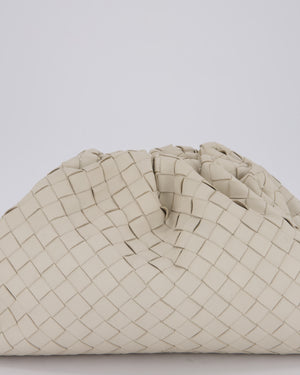 Bottega Veneta Cream Intrecciato Large Pouch Bag in Calfskin Leather