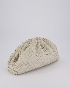 Bottega Veneta Cream Intrecciato Large Pouch Bag in Calfskin Leather