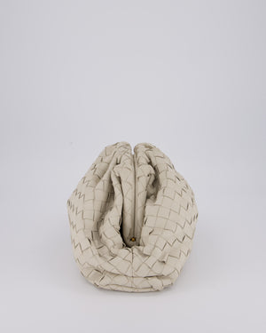 Bottega Veneta Cream Intrecciato Large Pouch Bag in Calfskin Leather